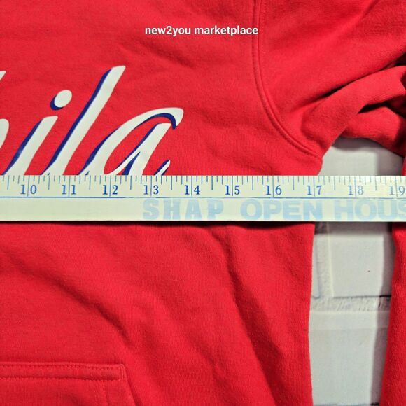 PHILADELPHIA 76ERS Hoodie kids medium Red Jordan Sweatshirt Sweater warm long - Picture 9 of 10